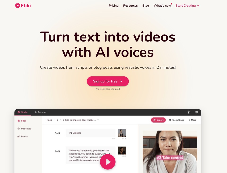 Fliki AI video generator