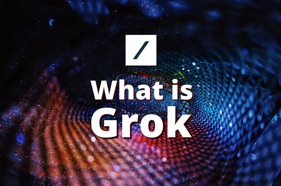 What is Grok text with an abstract, colorful background