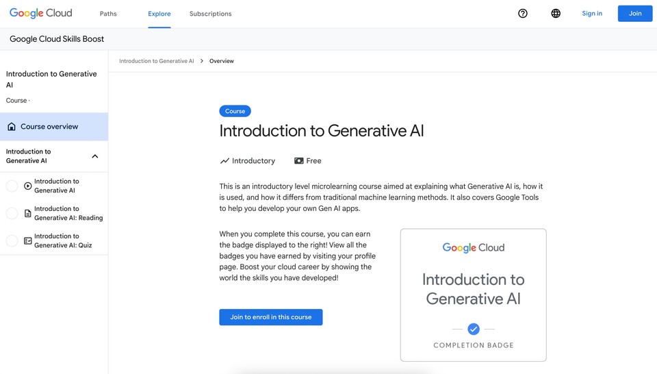 Introduction to Generative AI Course Page