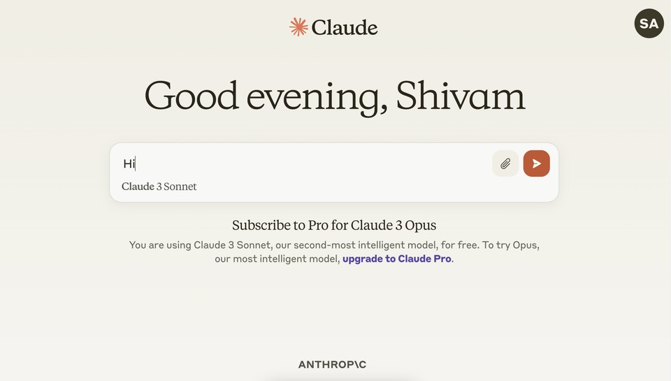snapshot of claude ai chatbot interface