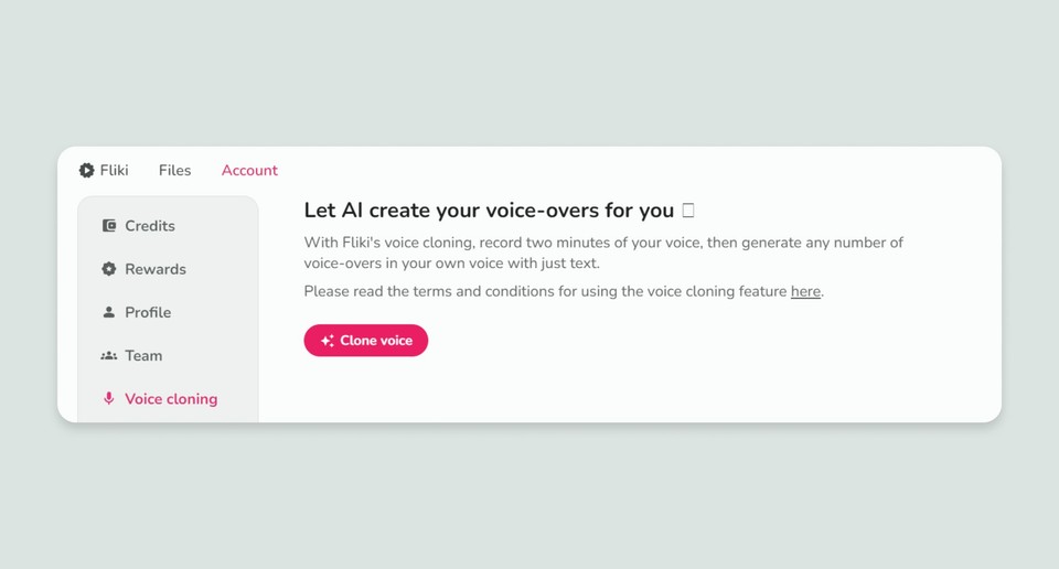 Voice cloning option in Fliki