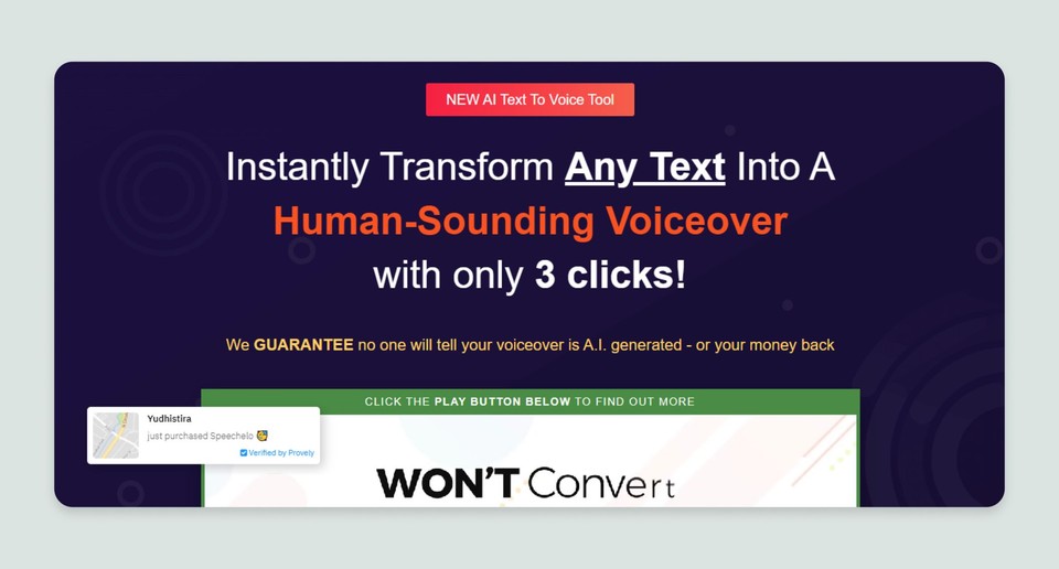Speechelo AI voice generator interface