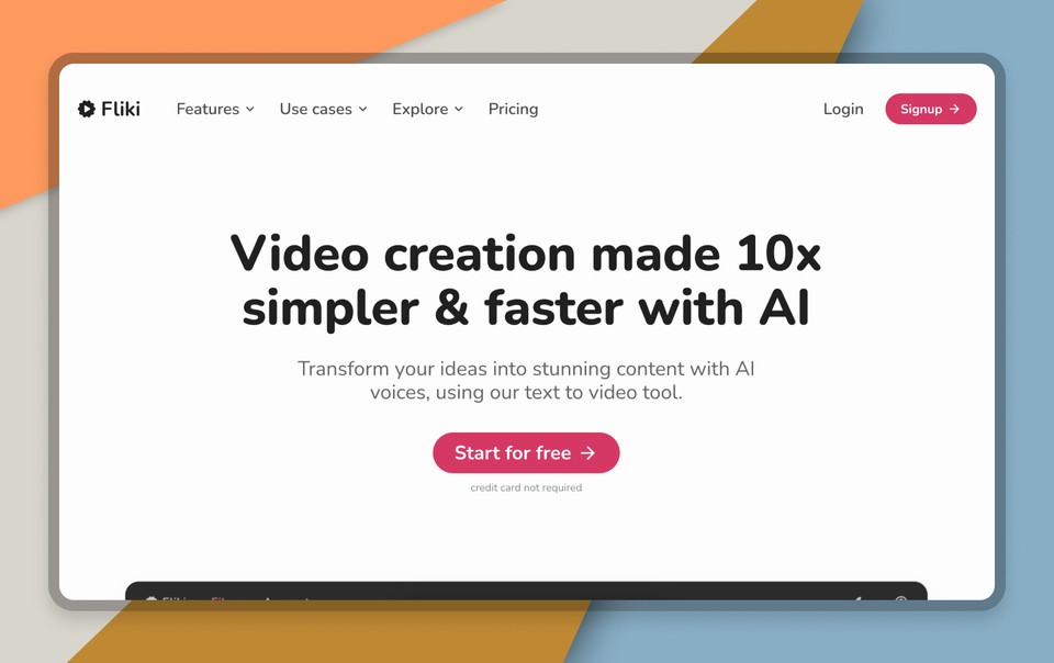 Fliki AI homepage