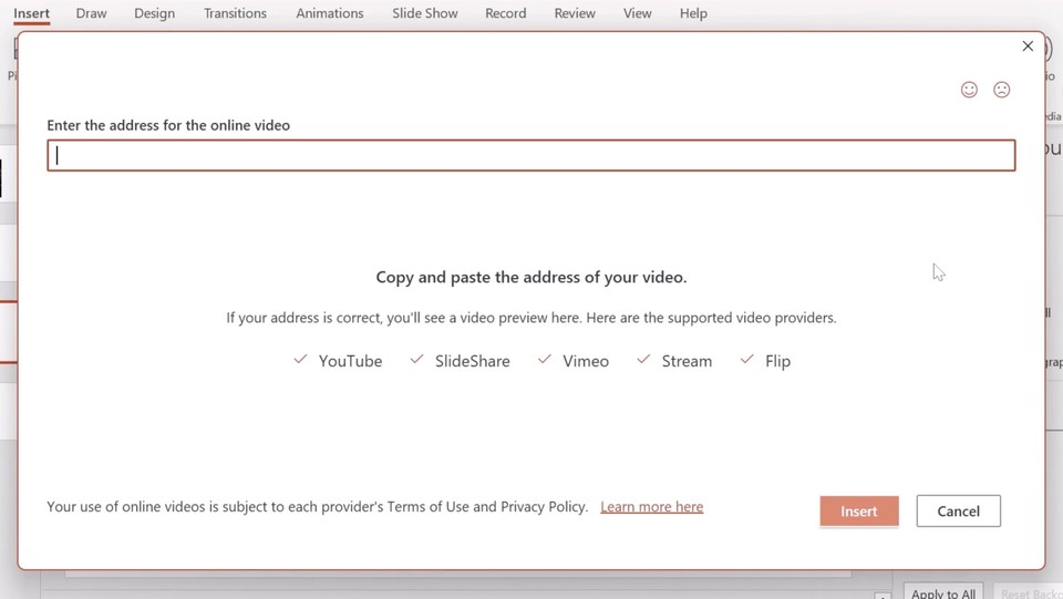 Embedding online video in Powerpoint