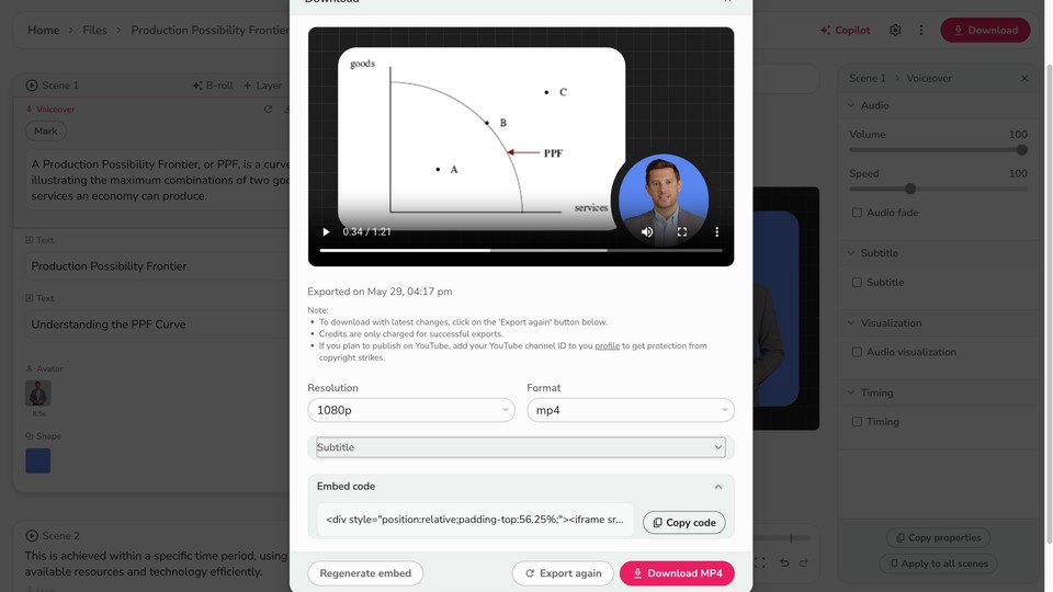 Copying embed code from Fliki