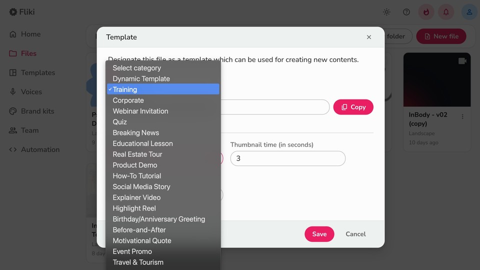 template category list