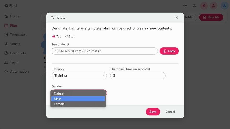 setting gender in fliki custom template
