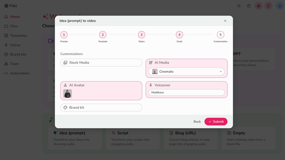 setting customization options for news video