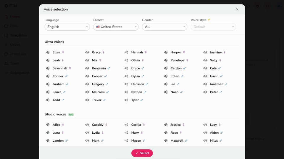 selecting voice for news video