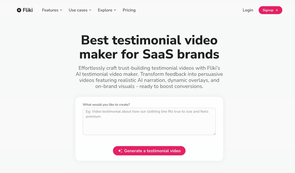Fliki AI Customer Testimonial Maker