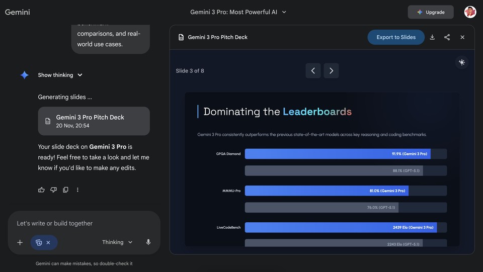 Gemini 3 Pro PPT output