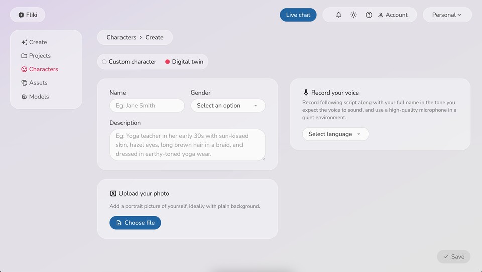 Snapshot of Digital Twin Page