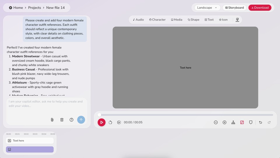Snapshot of prompting in Fliki Pro