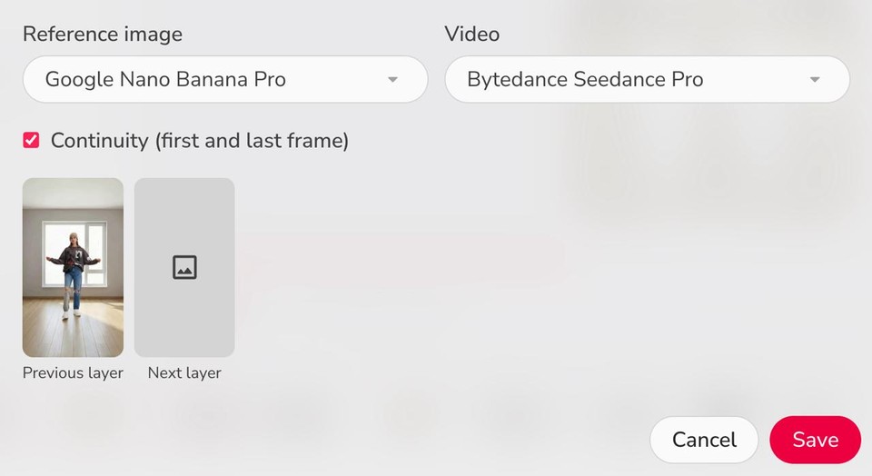 Snapshot of first frame last frame setting in Fliki Pro