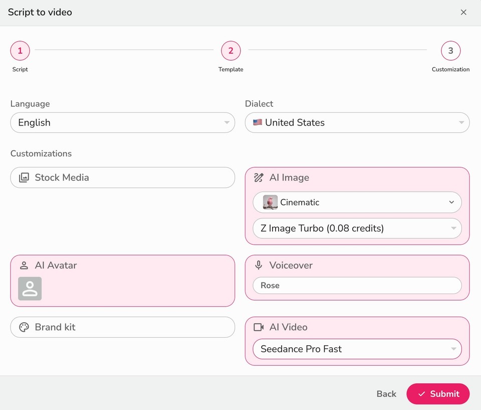 Fliki AI workflow customization step