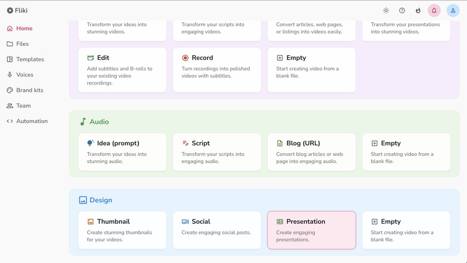 Selecting idea to presentation