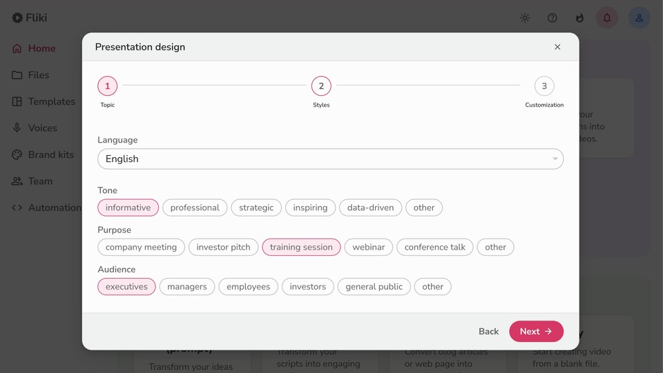 Idea to presentation step 2