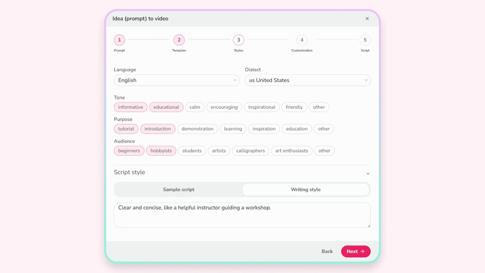 Selecting script attributes in Fliki