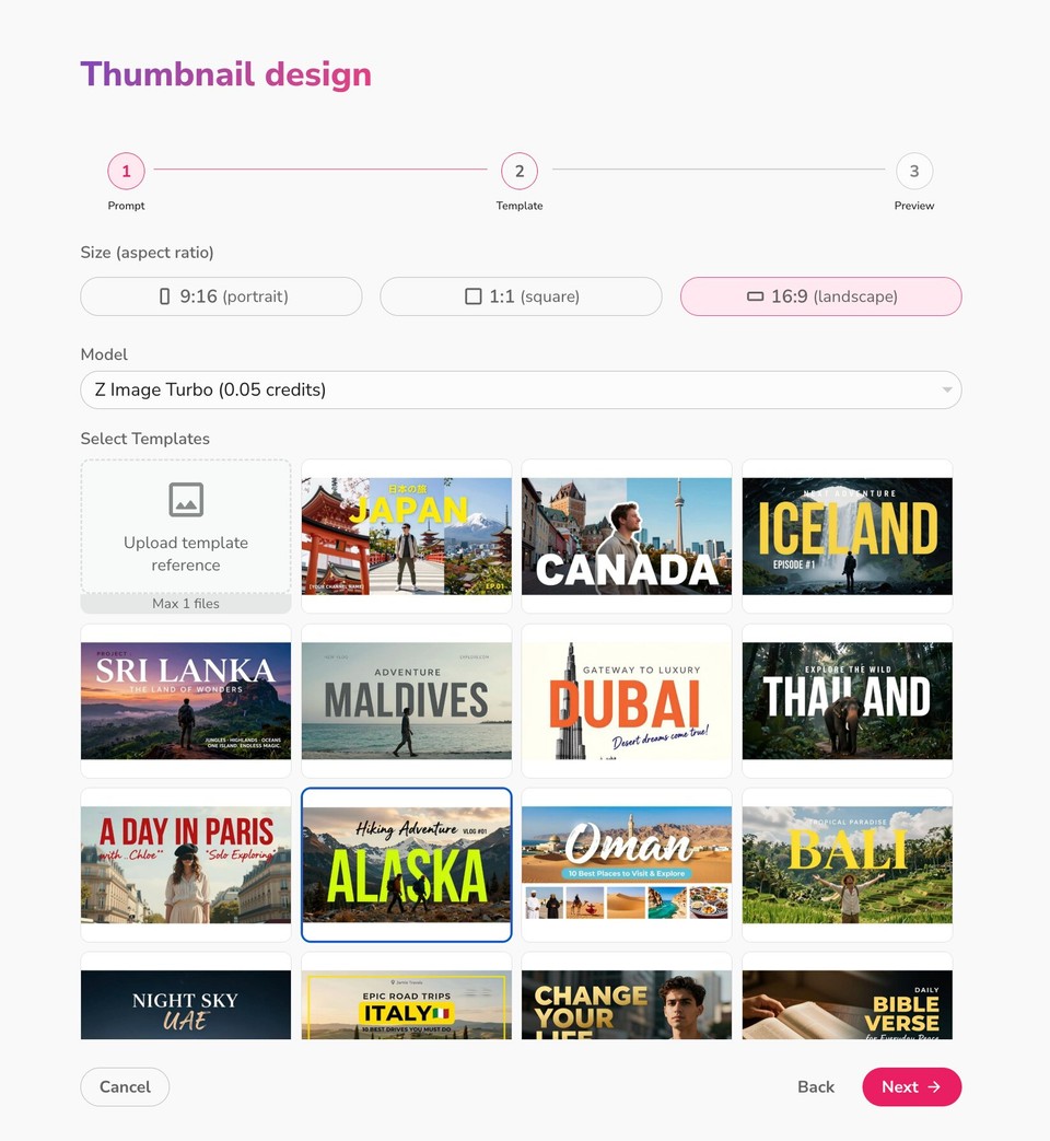 AI Thumbnail workflow step 2