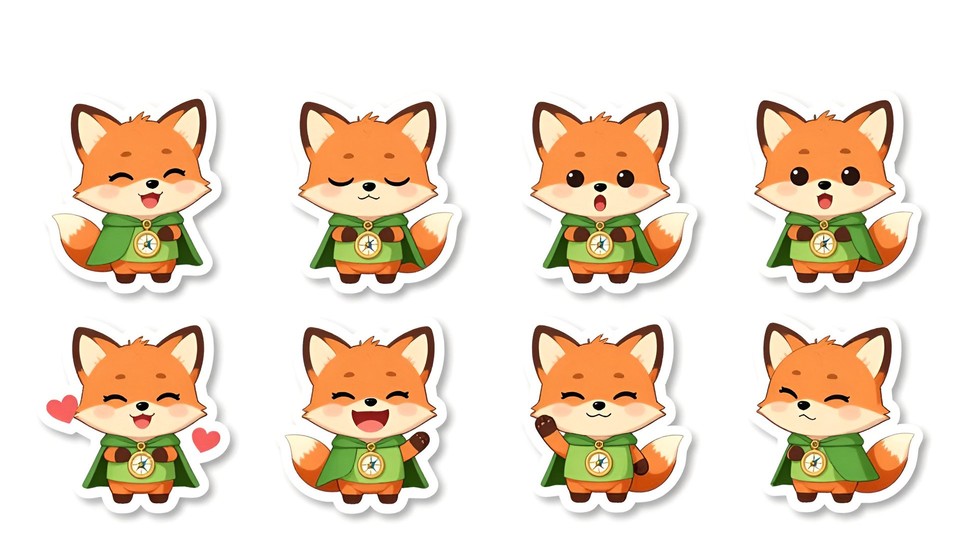 Nano banana 2 sample output - Sticker sheet with 8 expressions