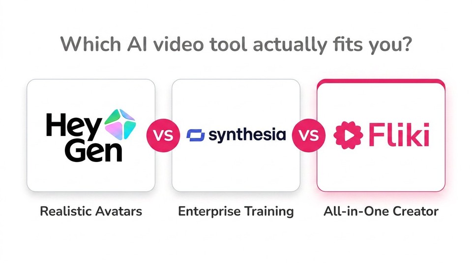 Heygen vs Synthesia vs Fliki