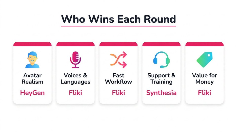 Which AI video generator wins each round of comparison