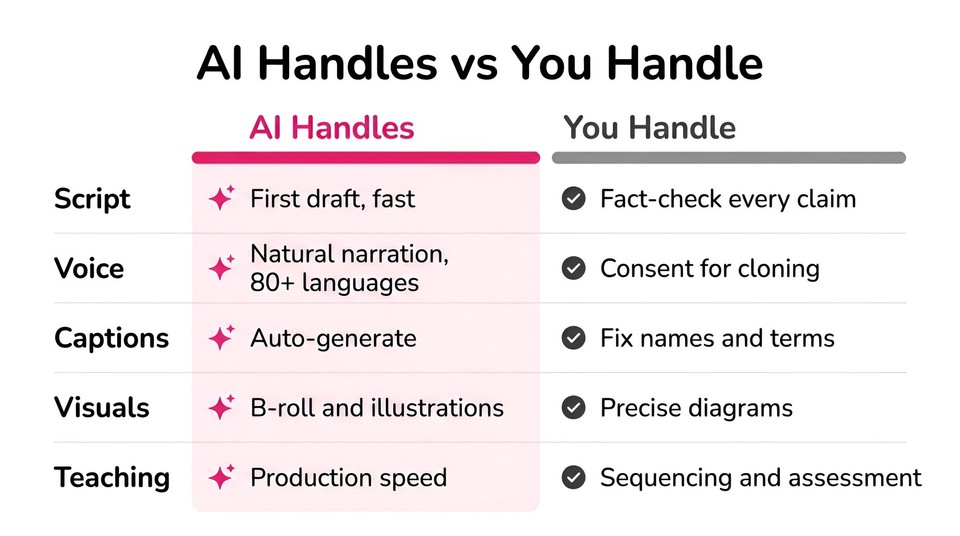 What AI handles vs what you handle