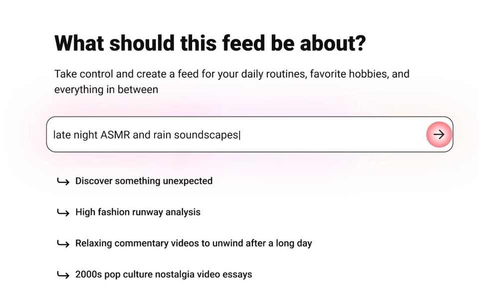 YouTube custom feed