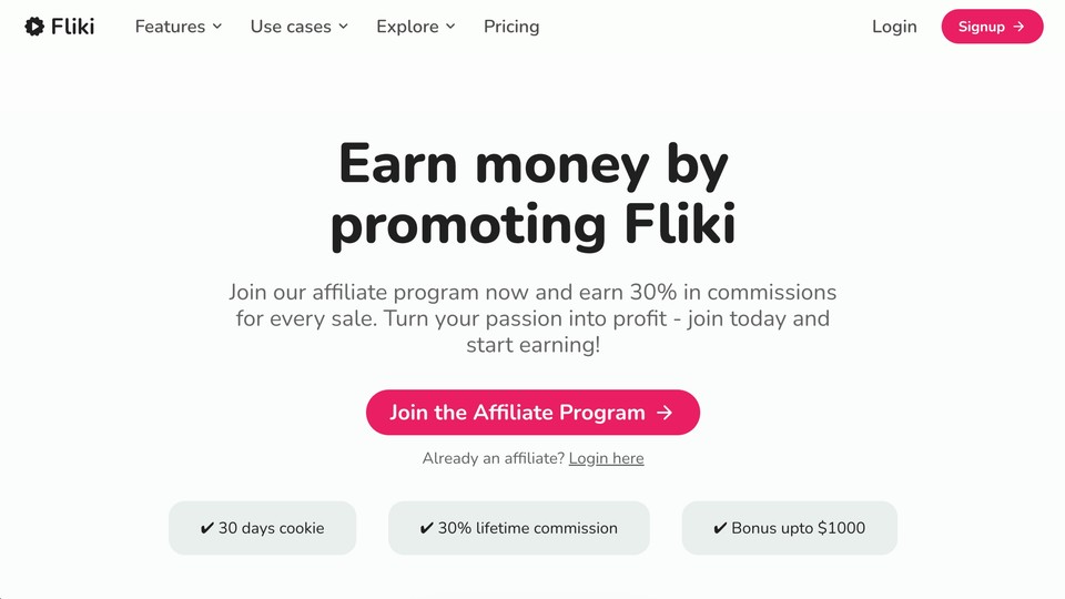 Fliki affiliate program