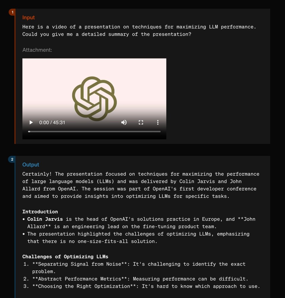example of video lecture summarization with gpt 4o