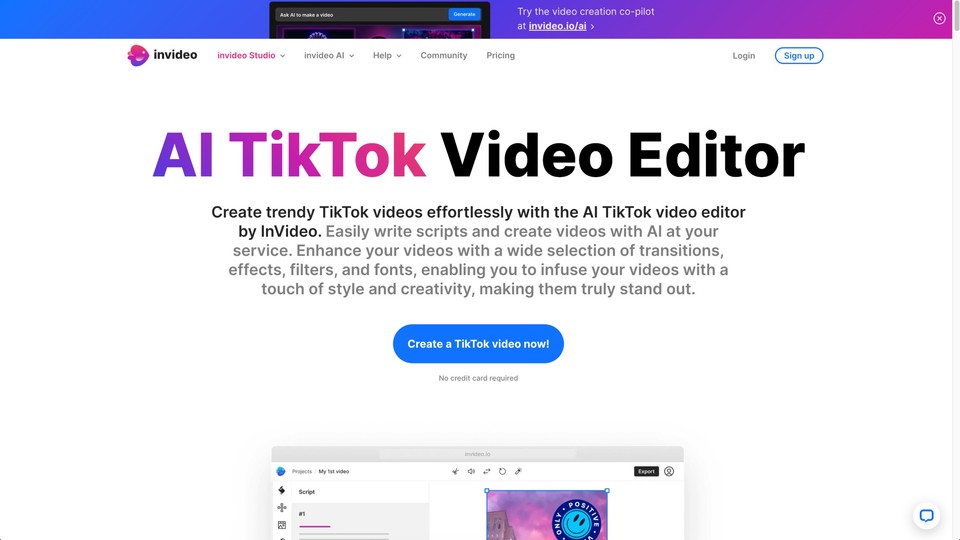 Invideo AI TikTok Video Generator