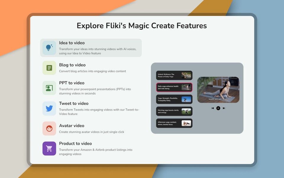 Fliki magic create features