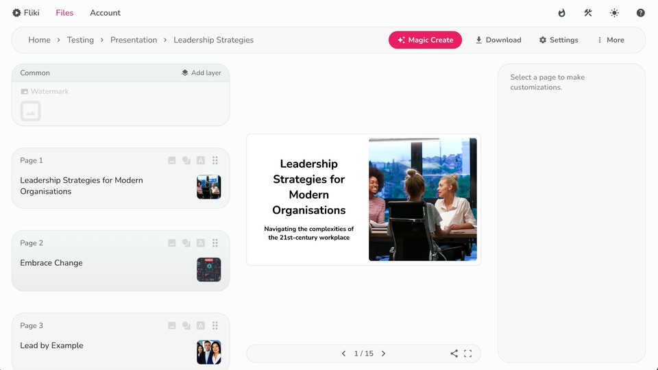 Customizing presentation in Fliki AI presentation maker
