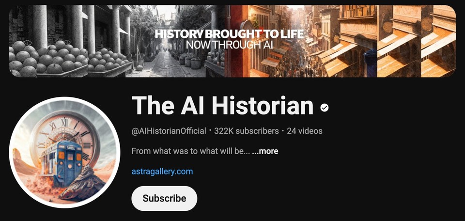 Snapshot of The AI Historian YouTube channel