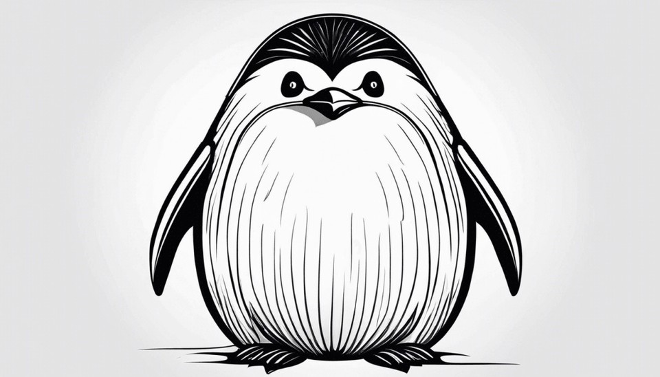 Image of a hand-drawn illustration of an angry penguin generated by Flux One