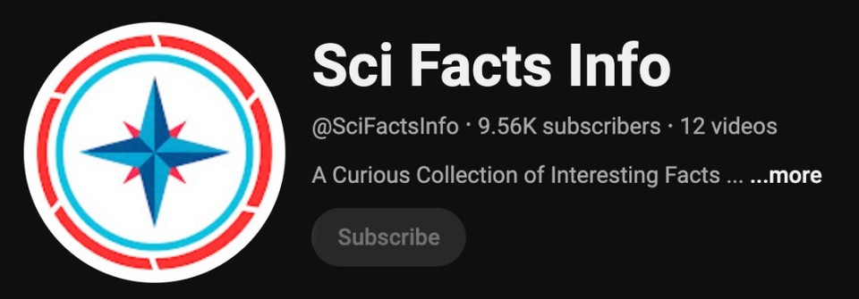 Screenshot of Sci Facts Info YouTube channel