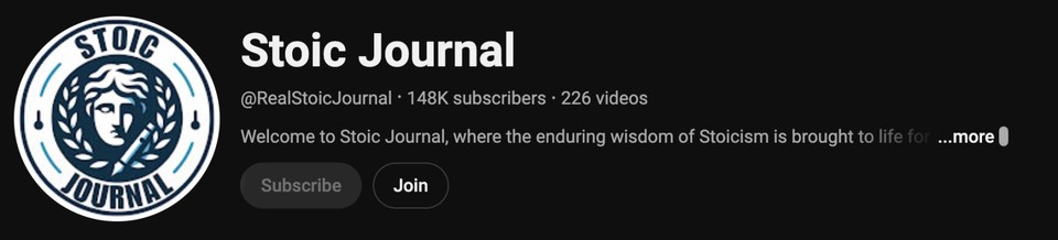 Screenshot of Stoic Journal YouTube channel