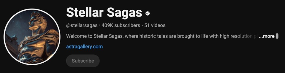 Screenshot of Stellar Sagas YouTube channel