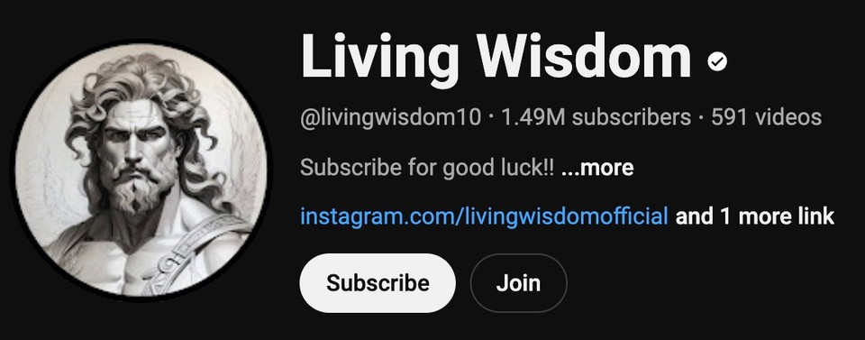 Screenshot of wisdom story youtube channel