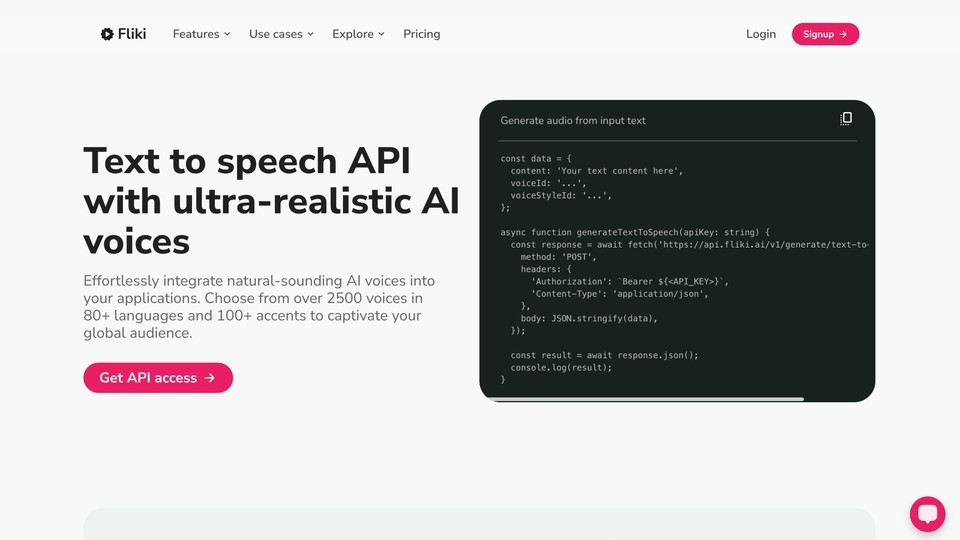 Fliki Text to speech API