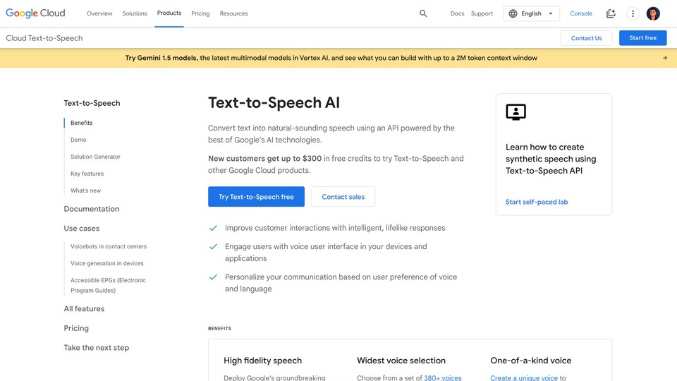 Google Cloud Text to speech API