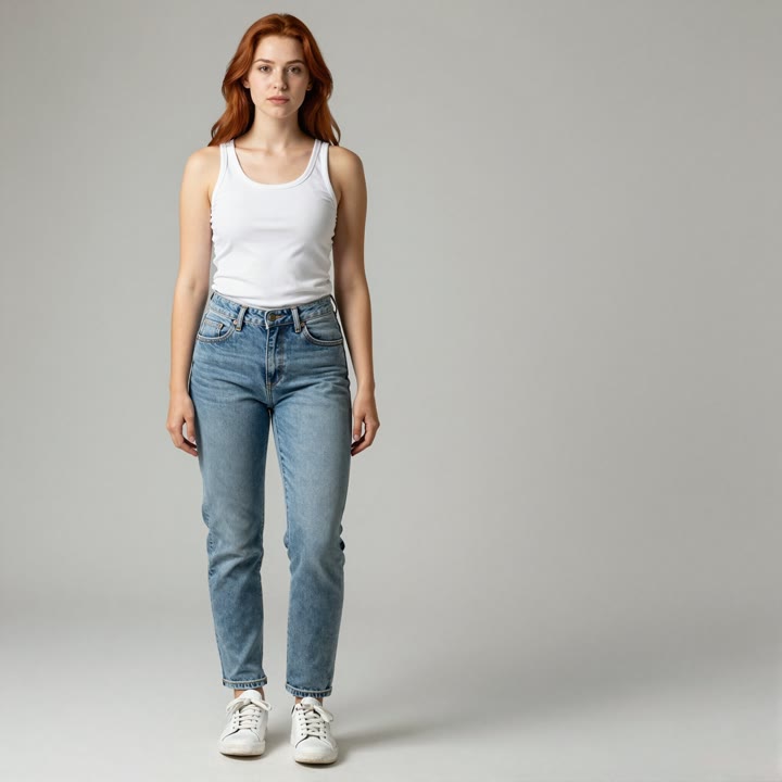 Model photo: A model in a plain t-shirt is dressed in a new jacket with the same pose