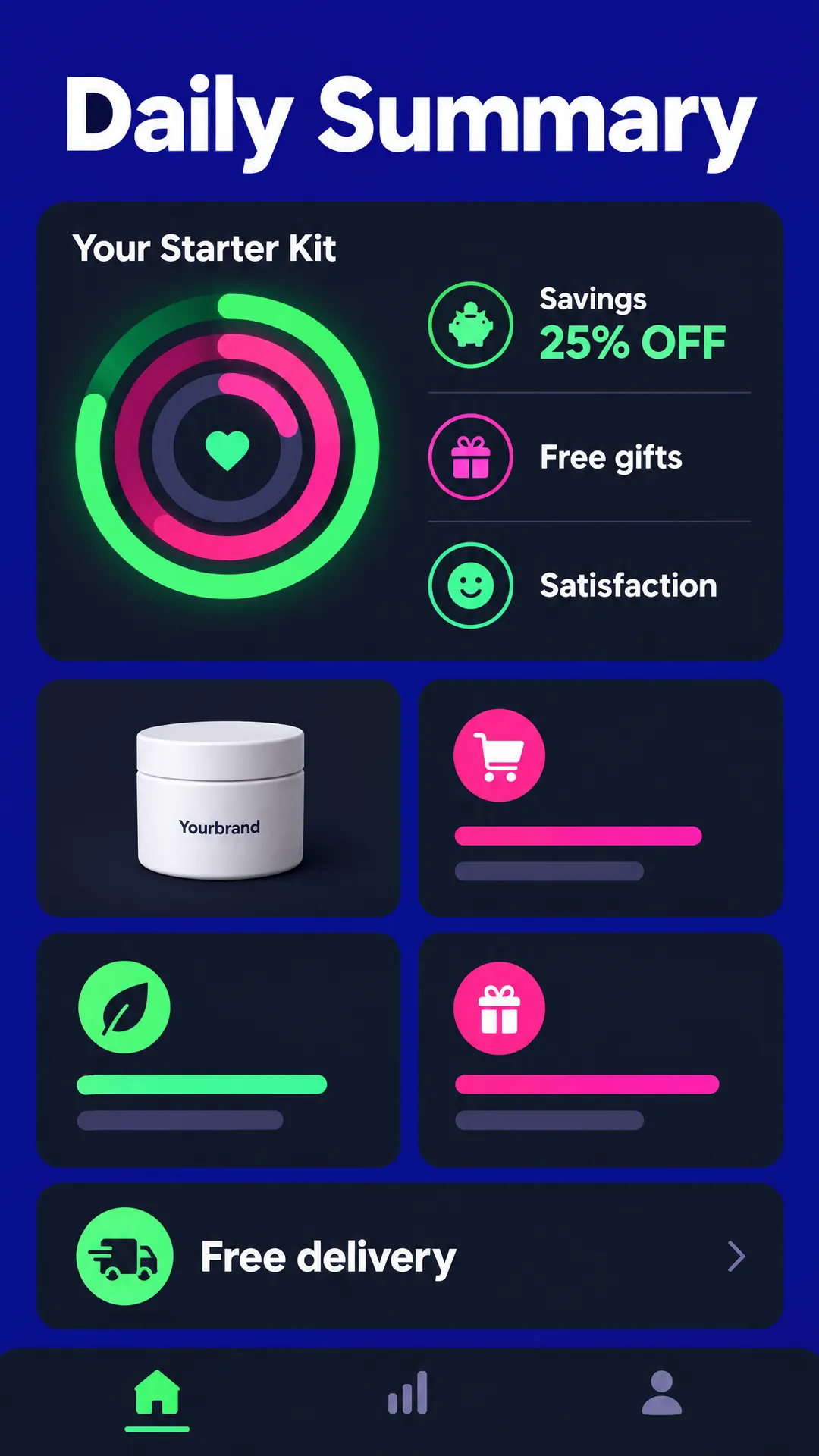 Dashboard cards look
