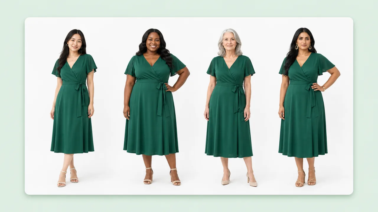 Show each garment on diverse models. Fliki AI Clothes Changer for Model swaps.