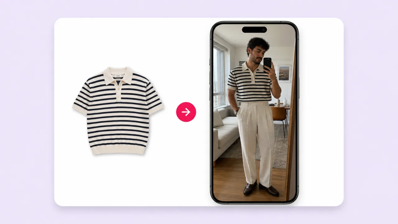 Post outfit-of-the-day content without changing. Fliki AI Clothes Changer for Social try-on posts.