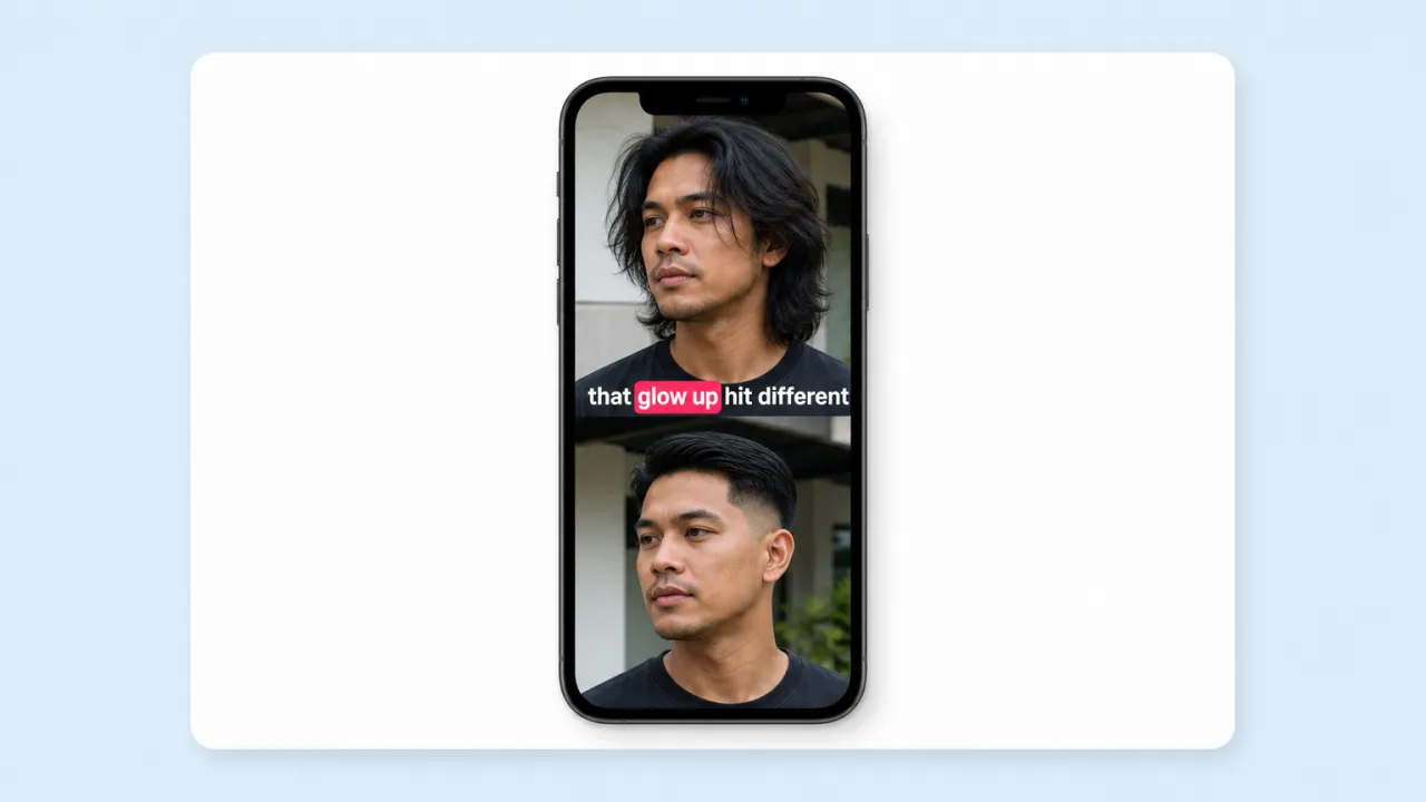 Before and after content that gets saved. Fliki AI hairstyle changer for Reels.
