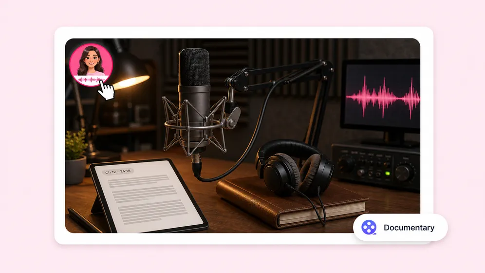Cinematic documentary and storytelling voiceover. Fliki AI narrator for Documentary & long-form.