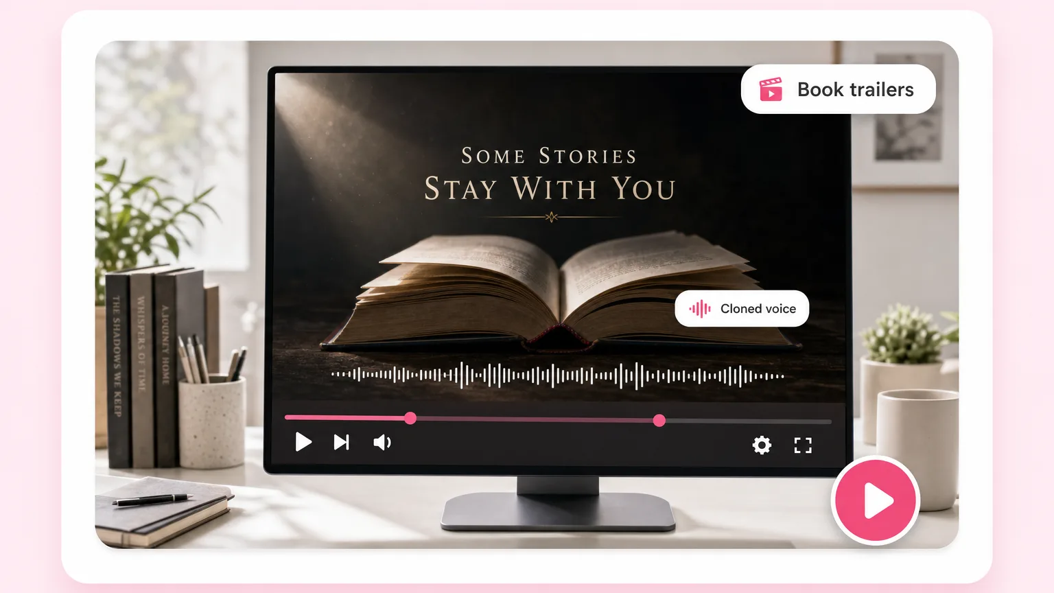Book and audiobook trailers. Fliki AI story video generator for Book trailers.