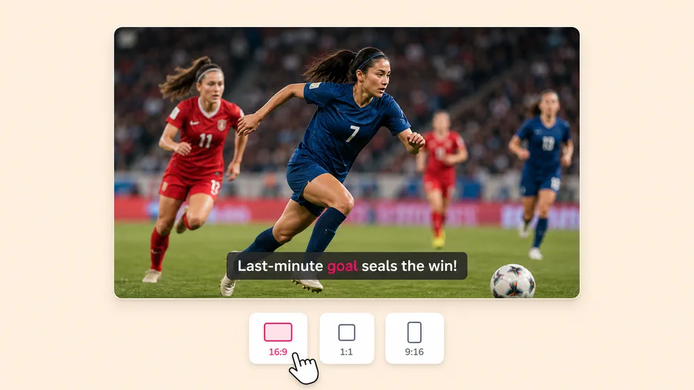 Caption ad variants for every aspect ratio. Fliki AI subtitle generator for Ads.