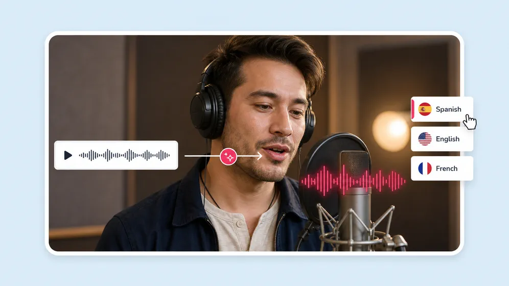 Convert recorded voice into a different language. Fliki AI voice changer for Dubbing & localization.